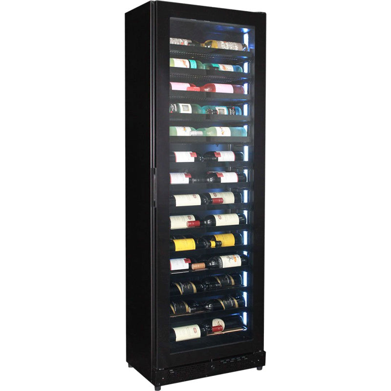 Wine Fridge | 209 Litre Upright full view with door closed and full of wine bottles